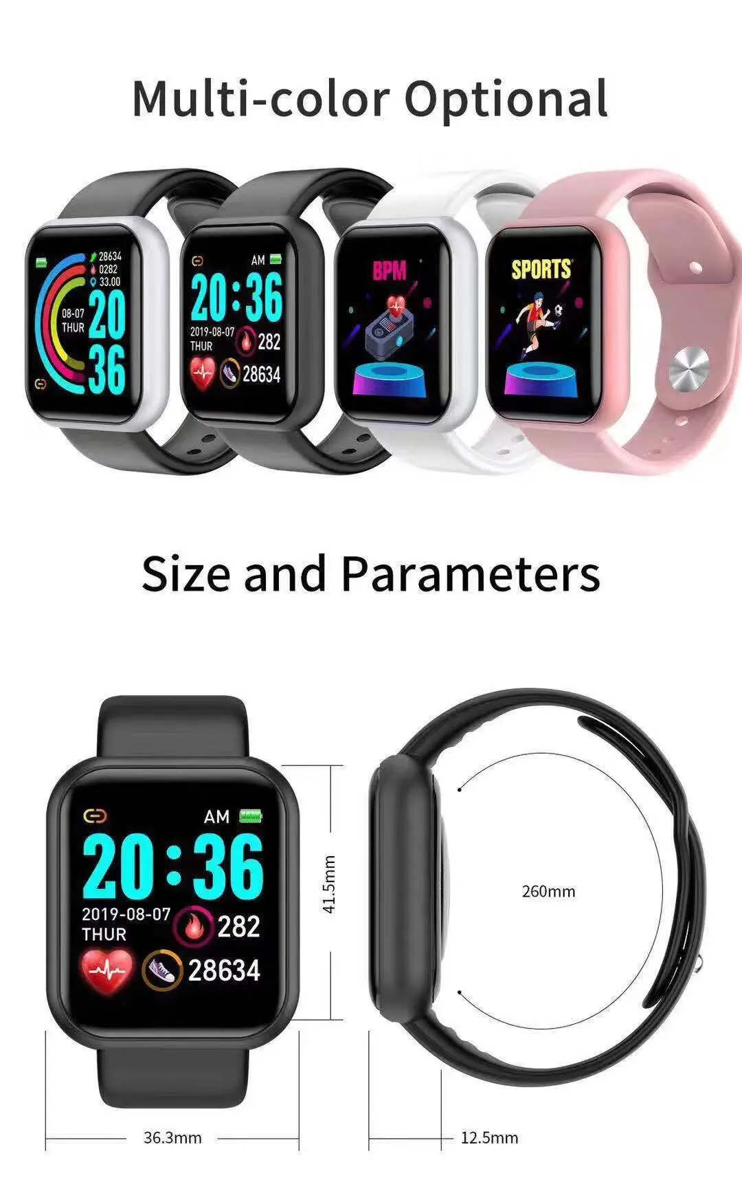 Smartwatch Touch - D20 Pro Smartwatch voor Heren Y68