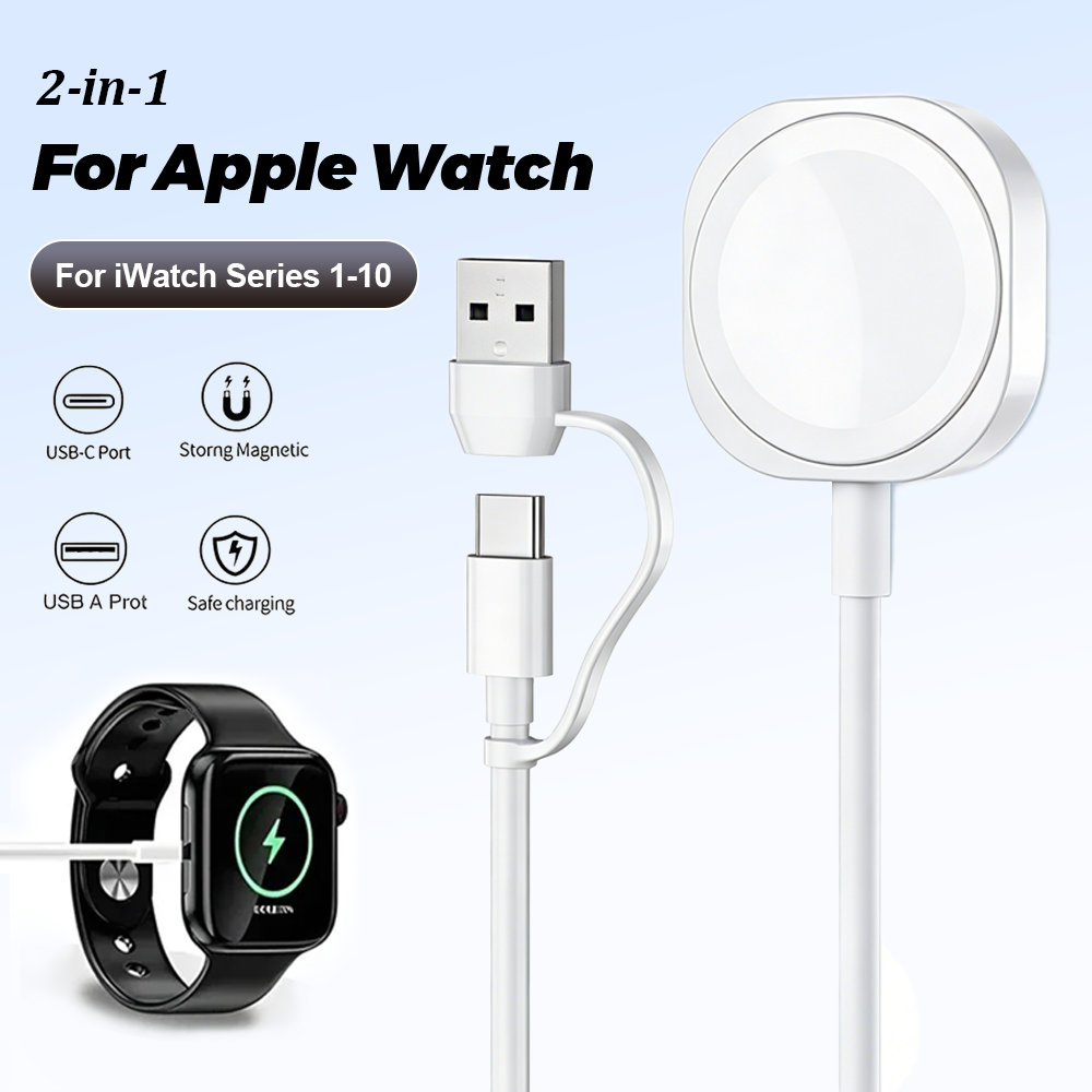 Watch Charger Cable - 2-in-1 Magnetische Draadloze USB A Snellader