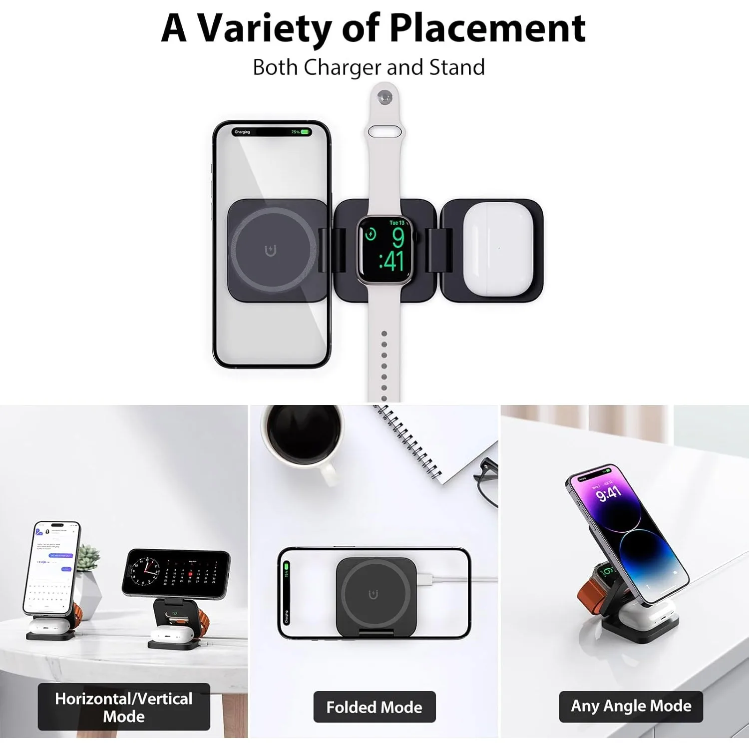 Opvouwbare 3-in-1 snelle draad - Watch Charger Cable recensie en prijs