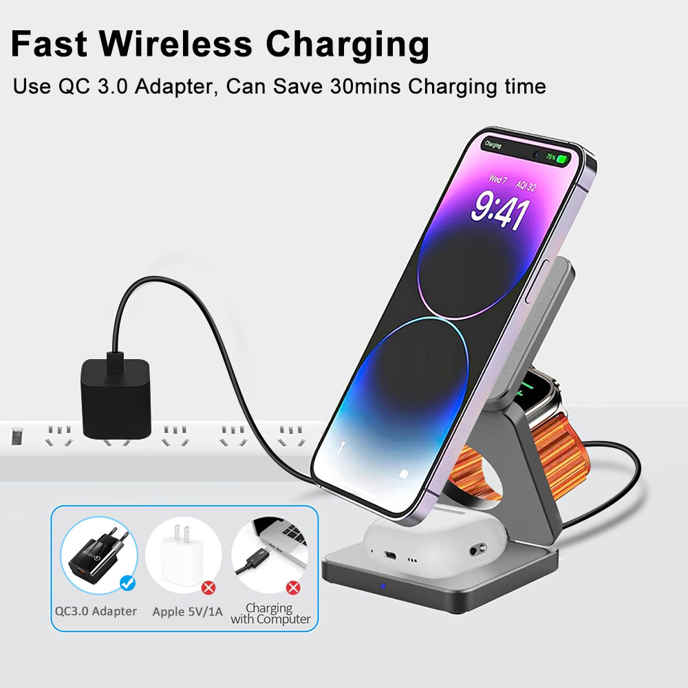 Draadloze oplader 3-in-1 opvou - Watch Charger Cable recensie en prijs